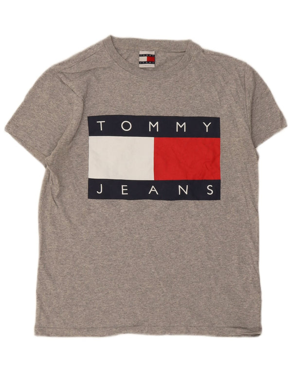 Męski T-shirt z grafiką Tommy Hilfiger, mały, szary, bawełniany