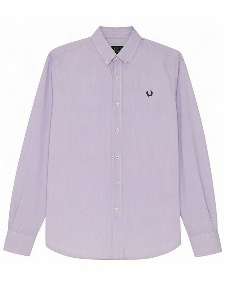 Fred Perry Koszula męska, mała, niebieska, bawełniana w prążki