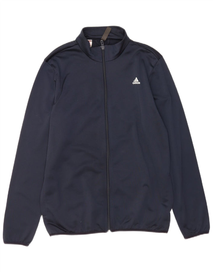 Chłopięca kurtka dresowa Adidas z grafiką, 15-16 lat, granatowa, poliestrowa