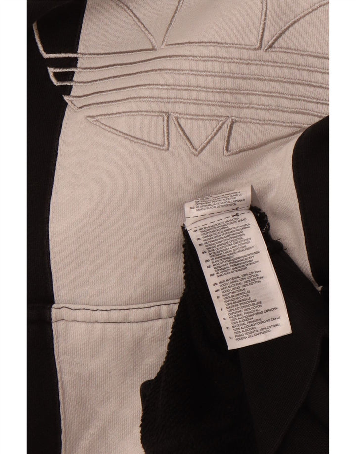 Męski sweter z kapturem ADIDAS z grafiką, duży, czarny, bawełniany z blokami kolorów