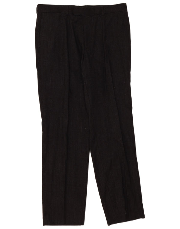Spodnie garniturowe męskie Hugo Boss EU 54 2XL W36 L34 Czarne prążki wełniane