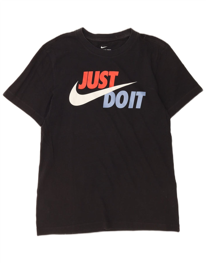 Męski T-shirt z grafiką Nike, mały, czarny, bawełniany