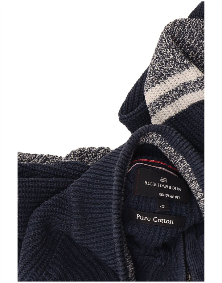 Marks & Spencer Męski sweter zapinany na guziki, 2XL, granatowy, z blokami kolorów