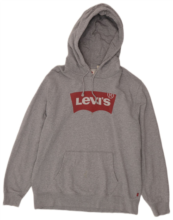 Męski sweter z kapturem z grafiką Levi's, duży, szary, bawełniany
