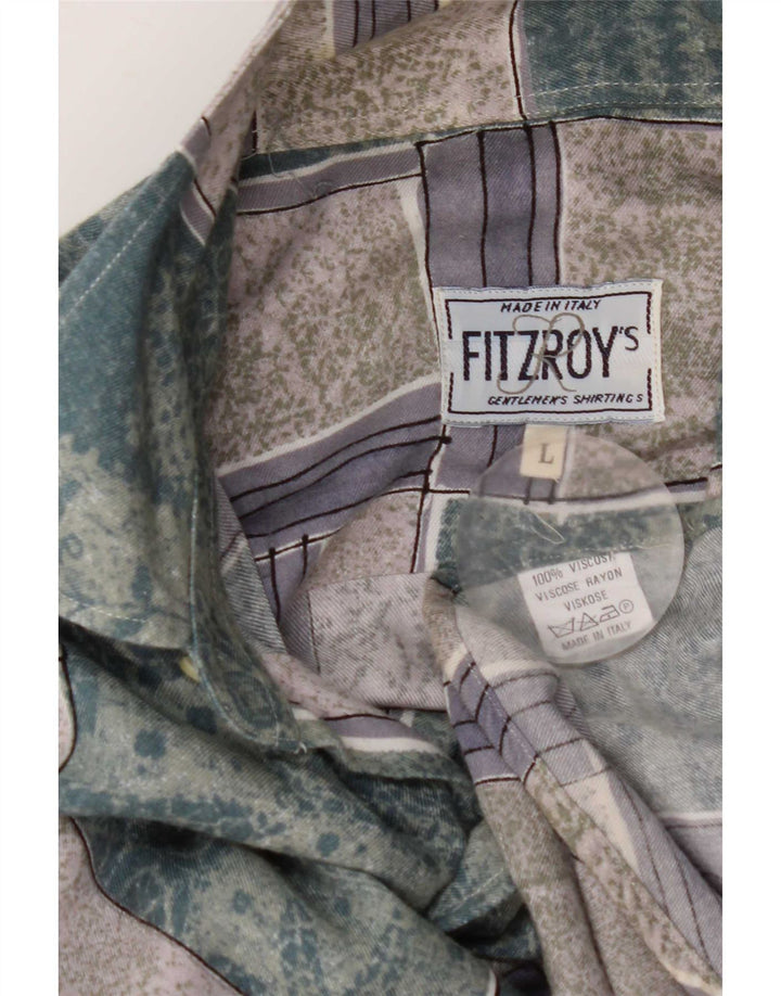 Koszula męska Fitzroy, duża, zielona patchworkowa wiskoza