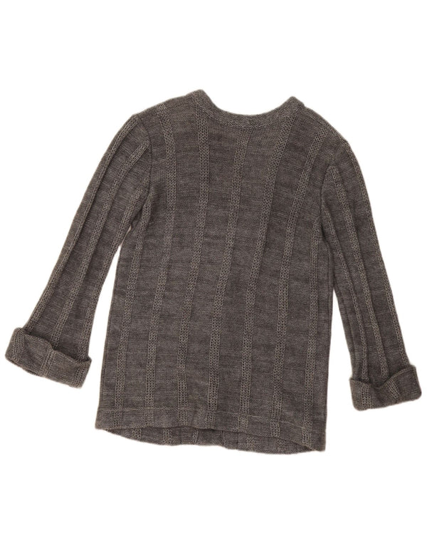 Sweter damski w stylu vintage, UK 14, duże, szare paski