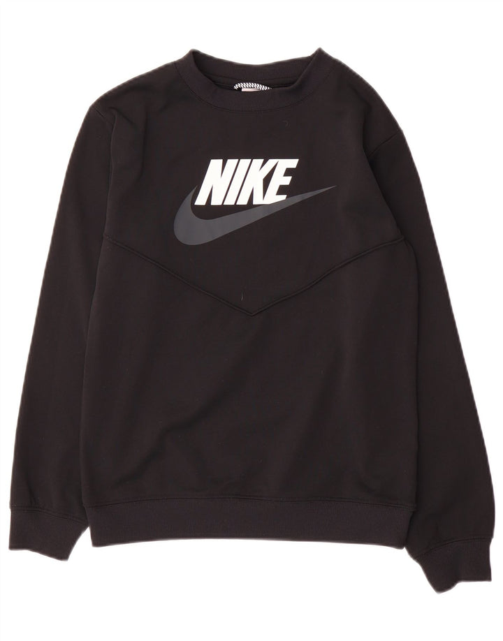 Chłopięcy sweter z grafiką Nike, 12-13 lat, duży, czarny, poliester