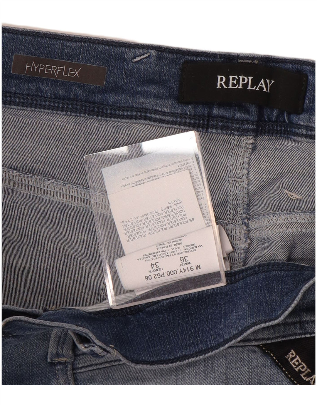Męskie jeansy slim fit Replay W36 L34 Niebieskie bawełniane