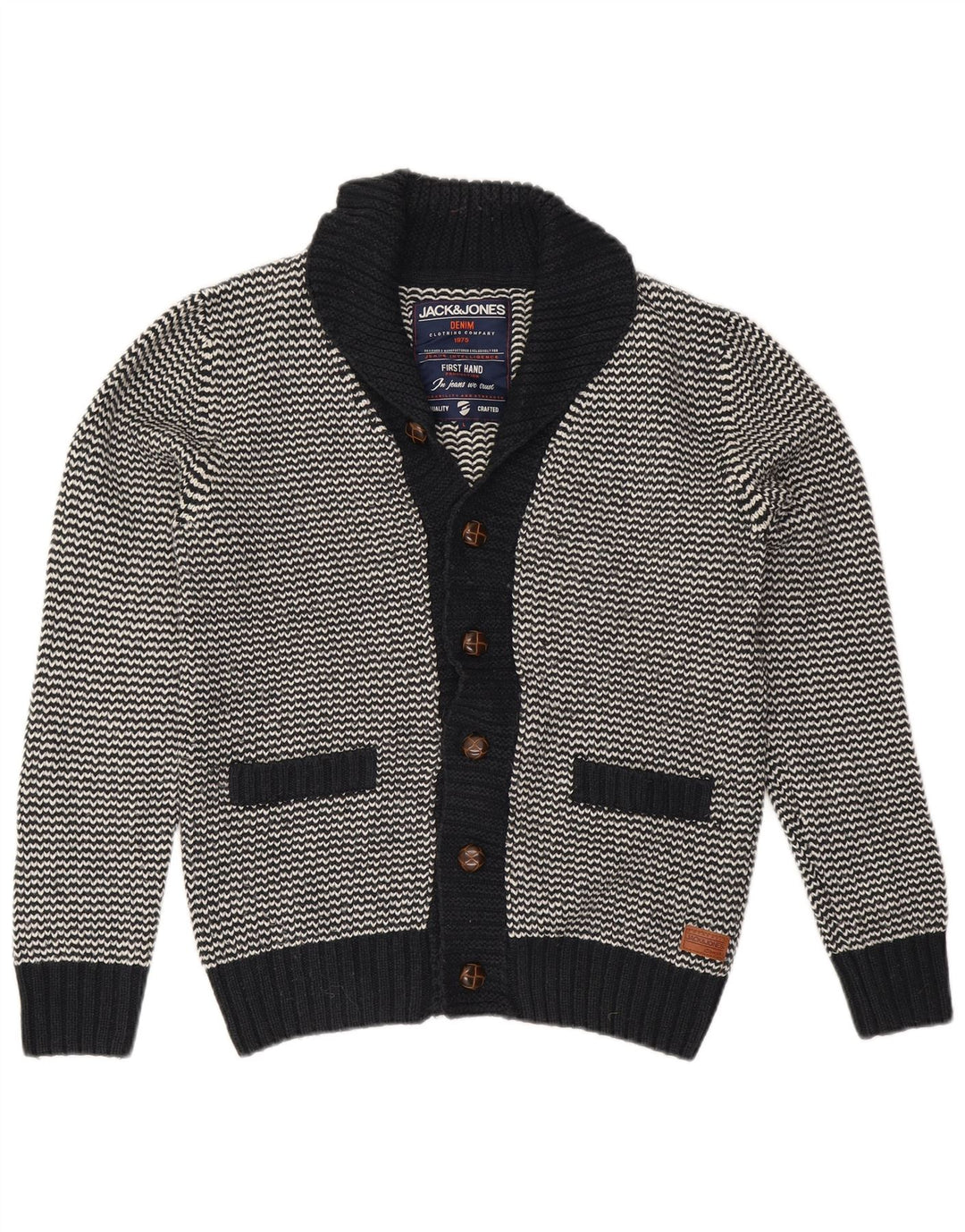 Sweter męski Jack & Jones, duży, czarny, akrylowy w jodełkę