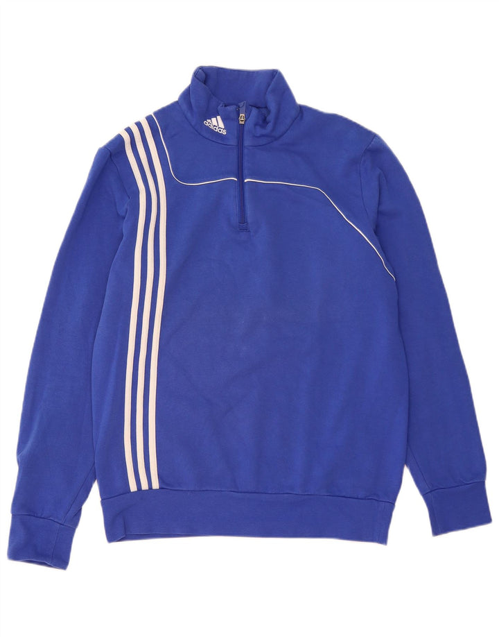 Męska bluza ADIDAS z zamkiem błyskawicznym, średnioniebieska, bawełniana