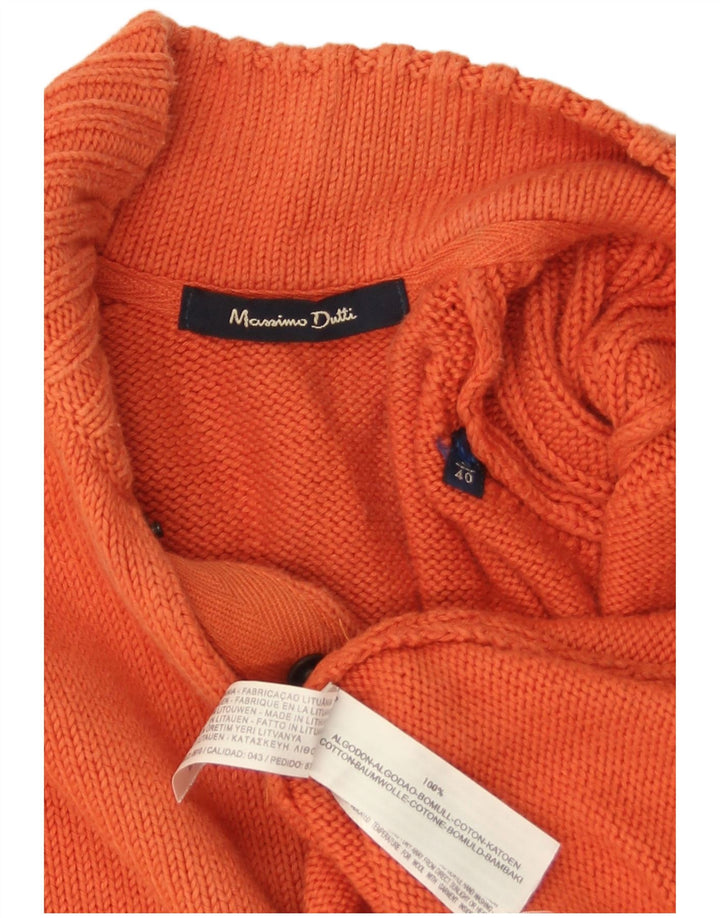 MASSIMO DUTTI Męski sweter zapinany na guziki, duży, pomarańczowy, bawełniany