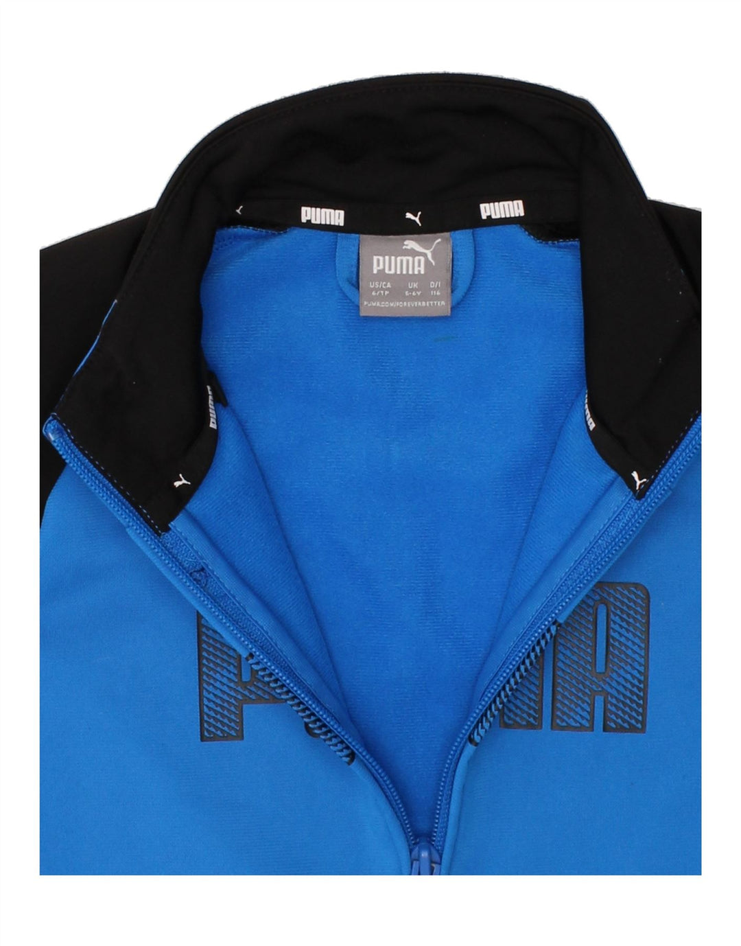 PUMA Boys Graphic Tracksuit Top Jacket 5-6 Years Blue Colourblock Vintage Puma and Second-Hand Puma from Messina Hembry 