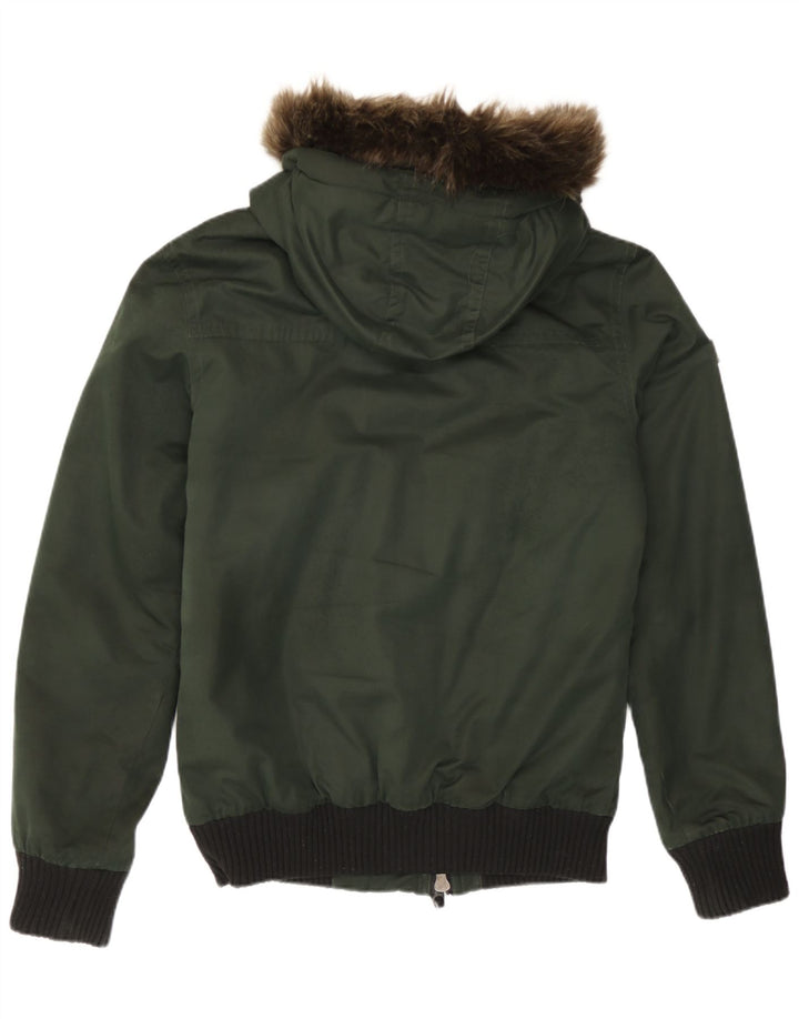 Męska kurtka bomber z kapturem Superdry UK 36, mała, zielona, z poliestru w blokach kolorów