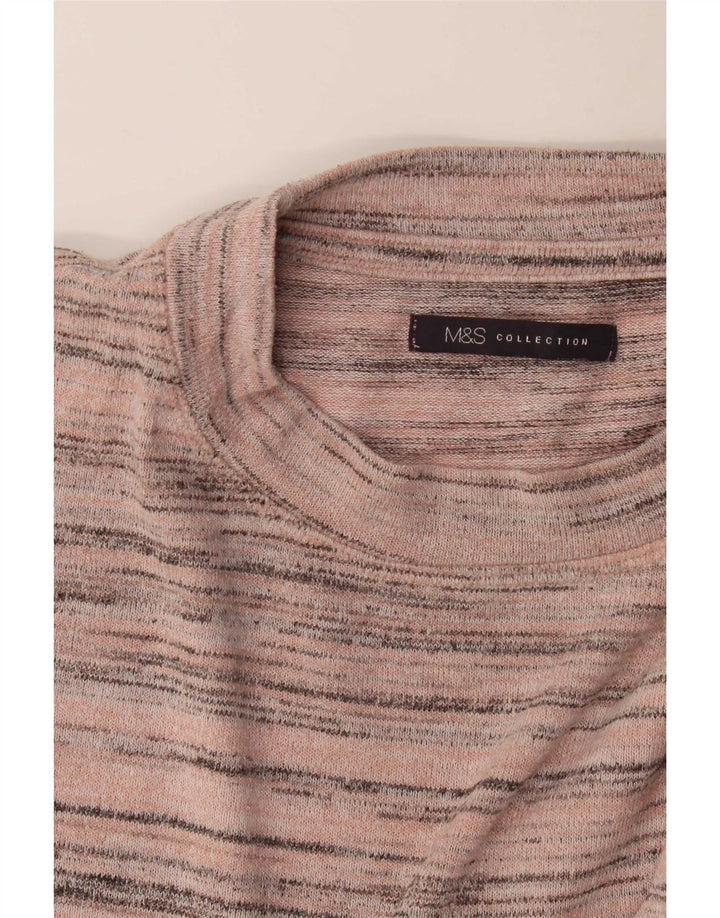 Marks & Spencer Damski sweter z okrągłym dekoltem, UK 12, średnie różowe paski