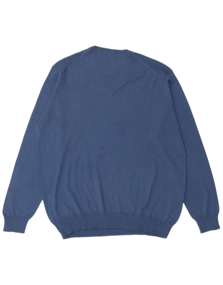 Męski sweter Carrera z dekoltem w kształcie litery V, 2XL, niebieska wełna