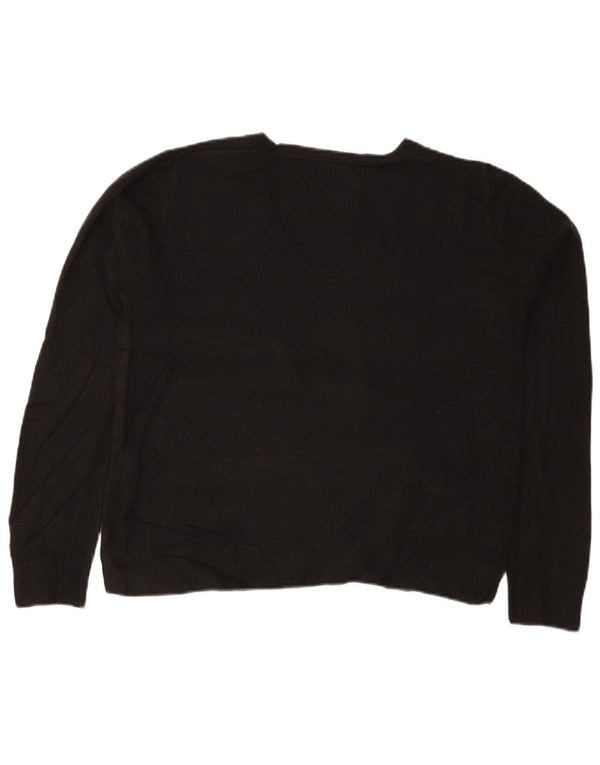 Marks & Spencer Damski sweter z dekoltem w kształcie litery V, UK 16, duży, czarny akryl