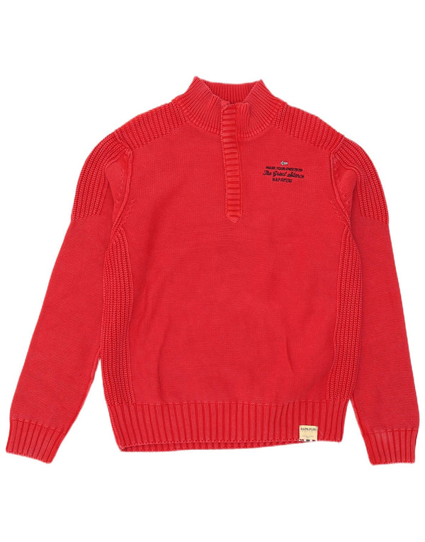 Męski sweter Napapijri Geographic z zamkiem błyskawicznym, 2XL, czerwony, bawełniany