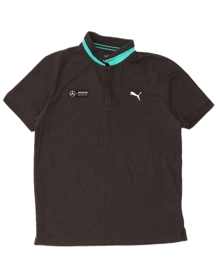 Męska koszulka polo Puma, bawełniana, średnia czarna, z blokami kolorów