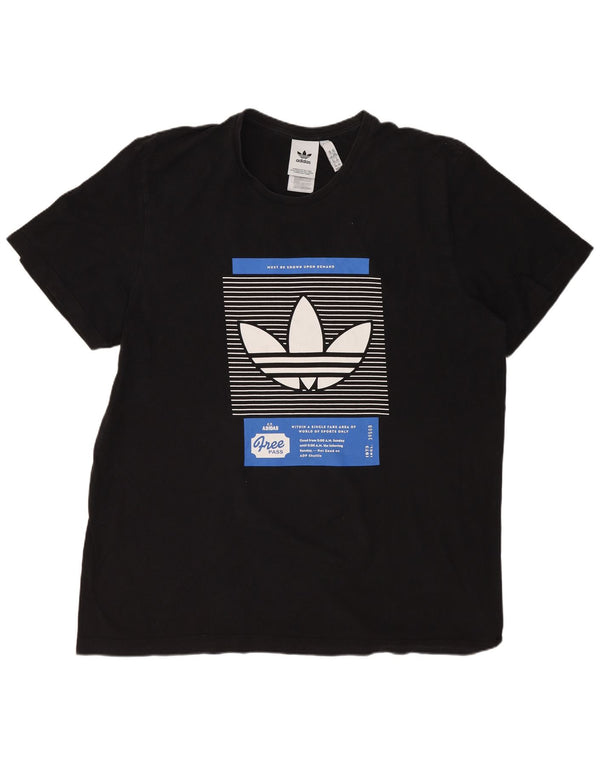 Męska koszulka z grafiką ADIDAS, 2XL, czarna, bawełniana