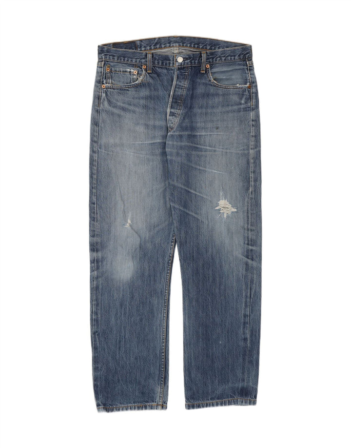 Męskie jeansy Levi's 501 w trudnej sytuacji W36 L30 Niebieska bawełna