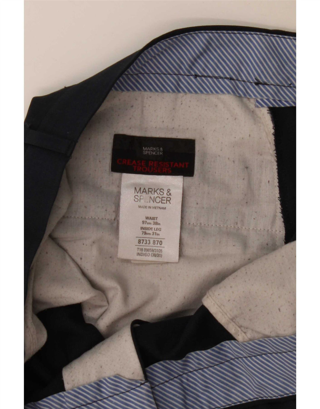Marks & Spencer Męskie proste spodnie garniturowe W38 L31 Granatowy poliester