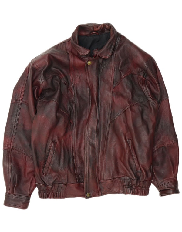 Męska kurtka skórzana w stylu vintage UK 42 XL Burgundowy krawat