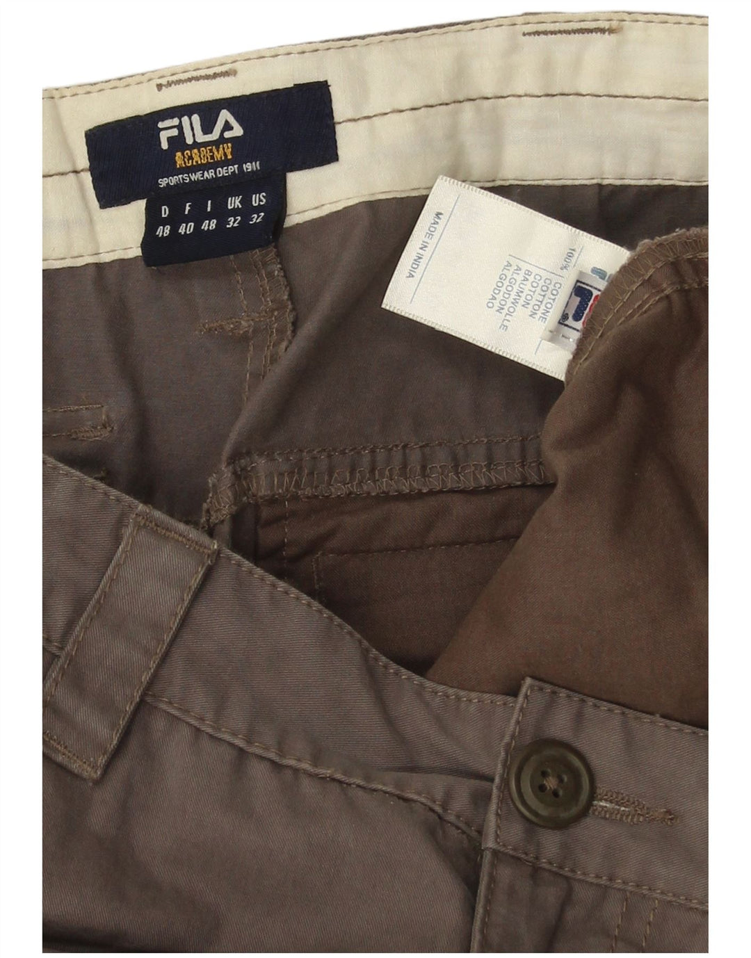 Spodnie męskie Fila Straight Cargo W32 L28 Brązowe bawełniane