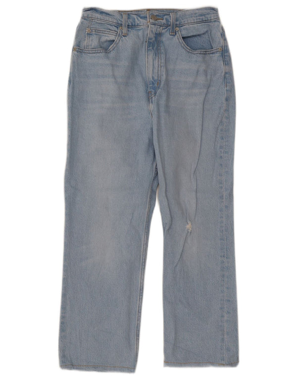 Damskie jeansy Levi's z wysokim stanem, przycięte W28 L23, niebieska bawełna