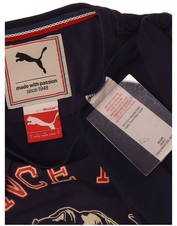 Męska koszulka z grafiką Puma, mała, granatowa, bawełniana