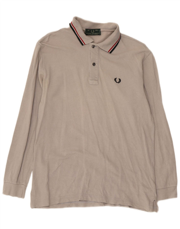 Męska koszulka polo z długim rękawem Fred Perry, średnioszara, bawełniana klasyczna