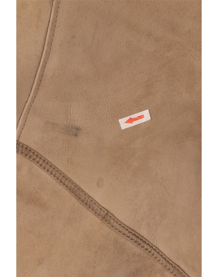 Vintage damska kurtka shearling IT 46 duża beżowa kurtka shearling