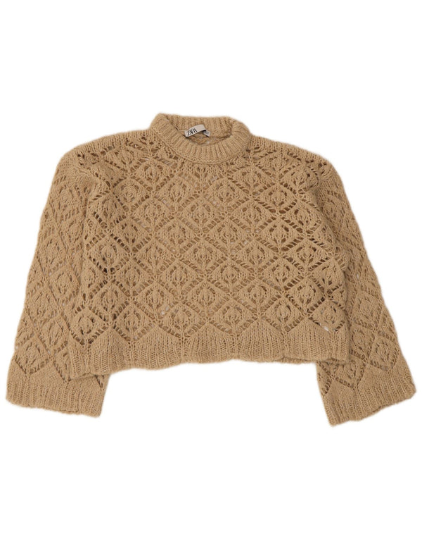 Damski sweter oversize z okrągłym dekoltem Zara UK 10 Small Beige