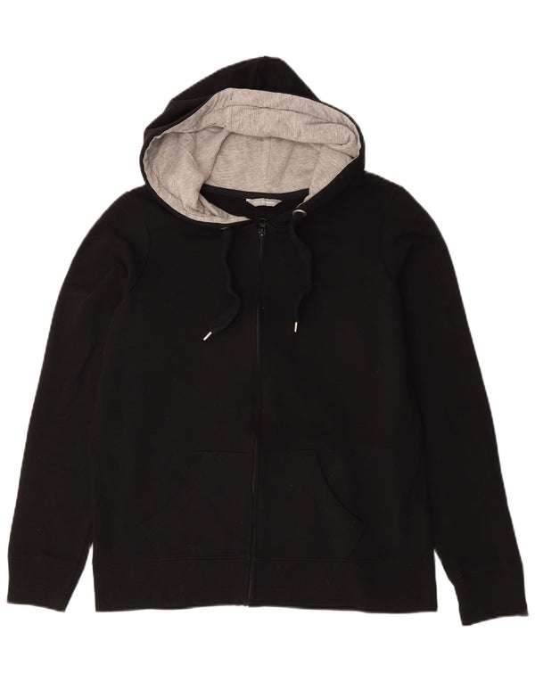 Marks & Spencer Damski sweter z kapturem i zamkiem, UK 16, duży, czarny, bawełniany