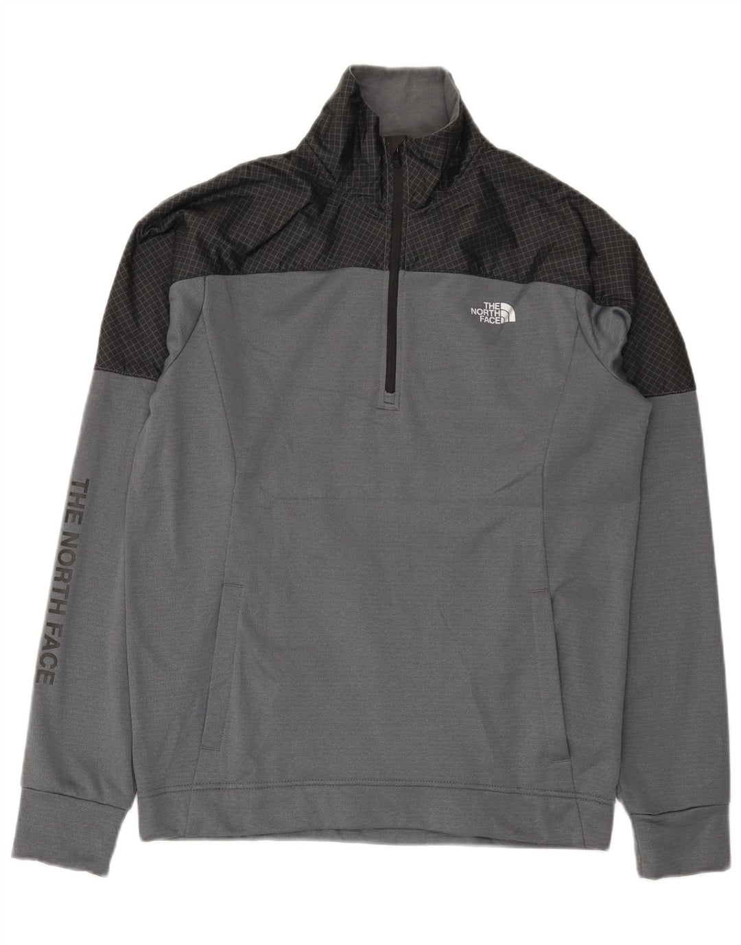 Męski sweter The North Face z grafiką, mały, szary, z blokami kolorów