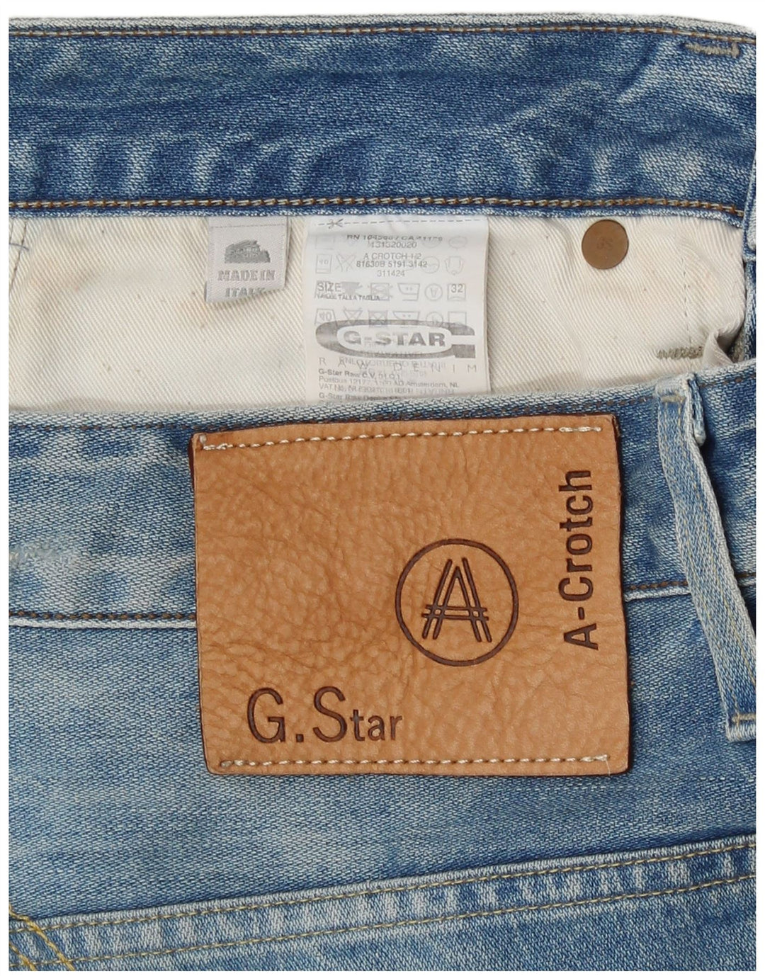 Męskie spodenki jeansowe G-Star W32 Średnioniebieskie plamki bawełniane
