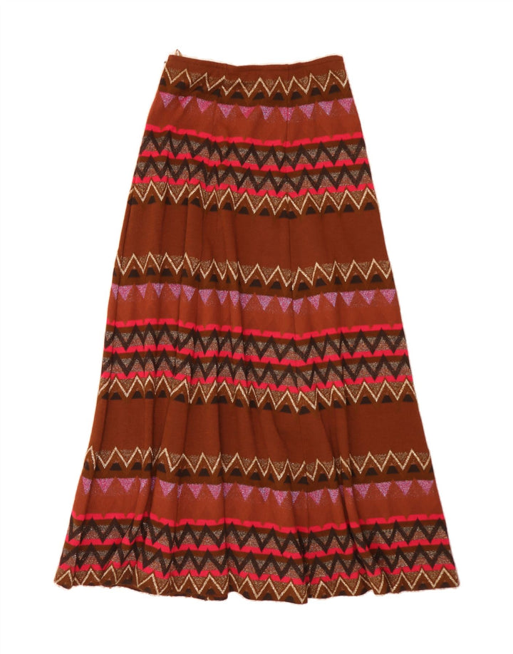 Damska spódnica maxi rozkloszowana w stylu VINTAGE IT 42 Medium W30 Wielobarwna geometria
