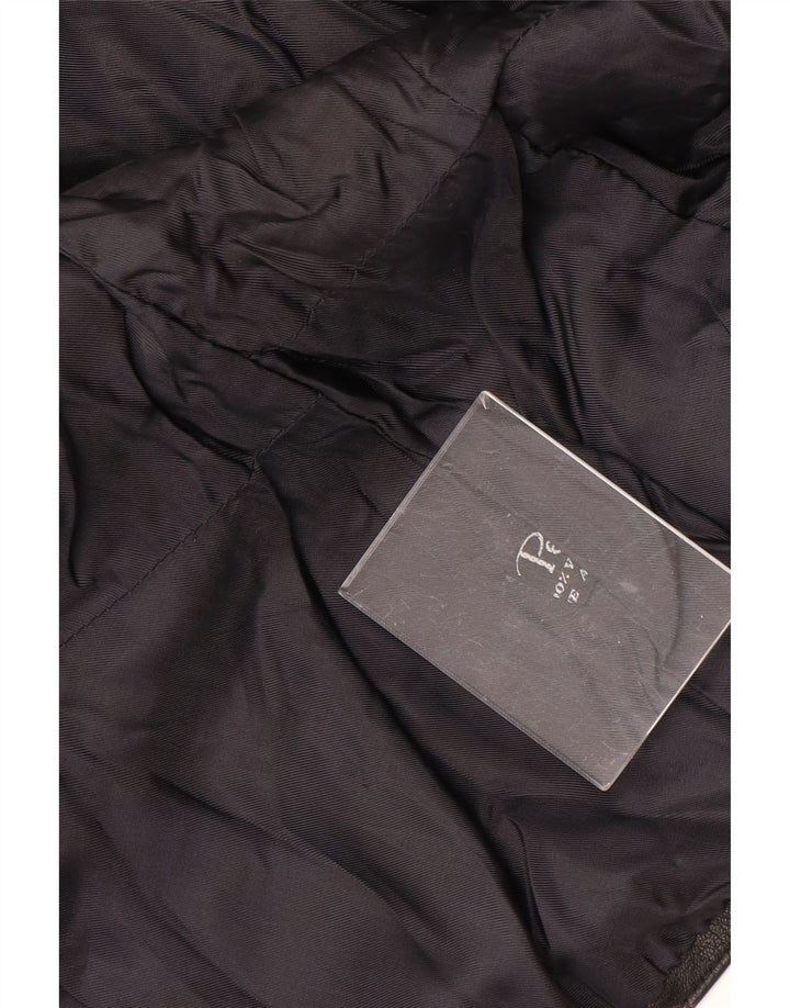 Kurtka skórzana damska VINTAGE UK 16, duża, czarna, w kwiaty