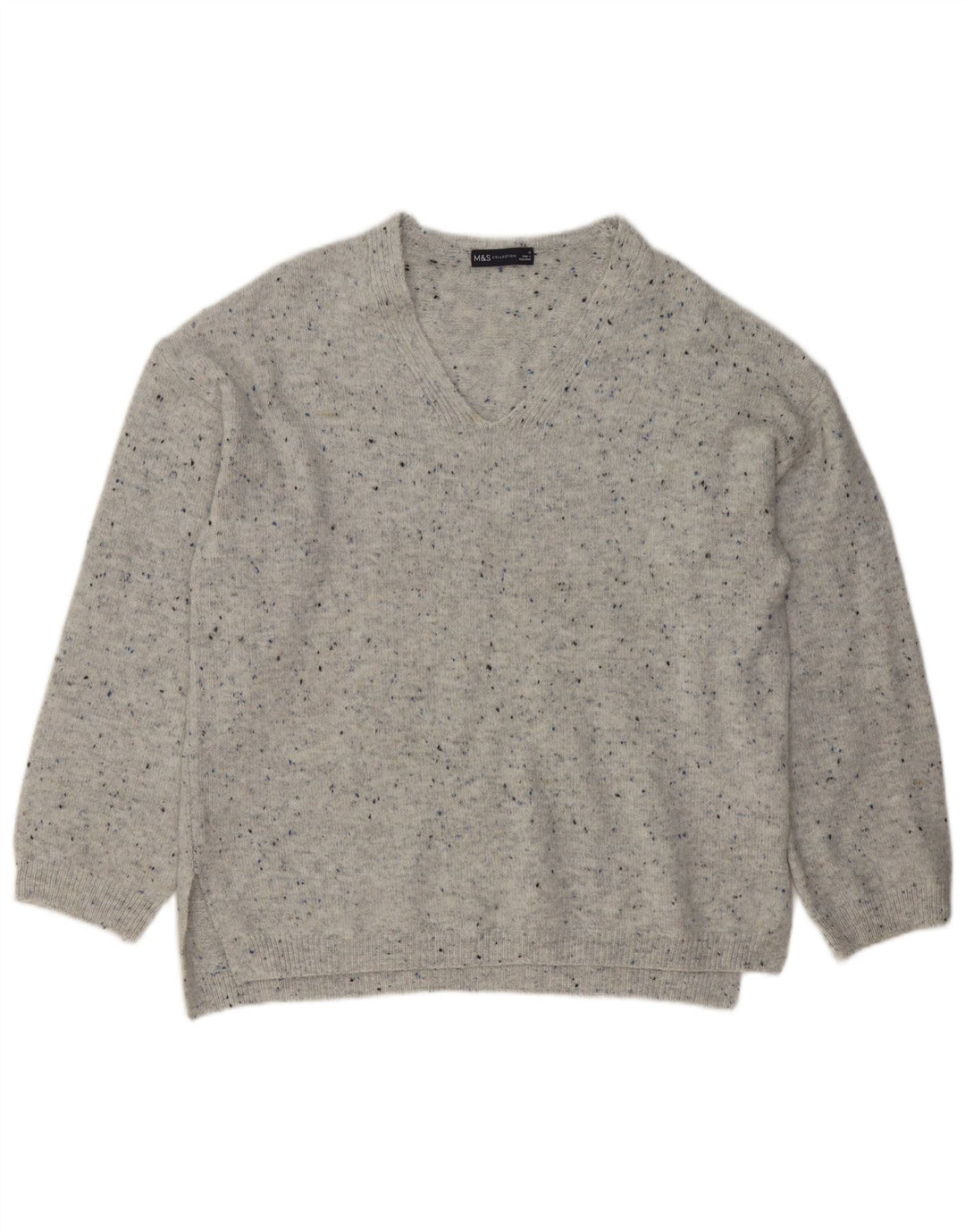 Marks & Spencer Damski sweter z dekoltem w kształcie litery V, UK 14, średni szary, nakrapiany