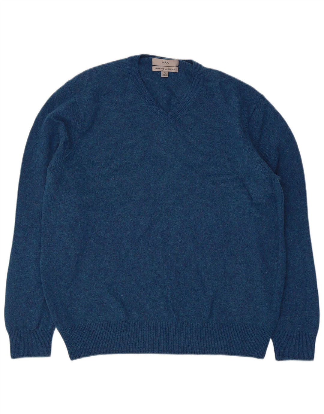 Marks & Spencer Damski sweter z dekoltem w kształcie litery V, UK 18 XL, niebieska wełna