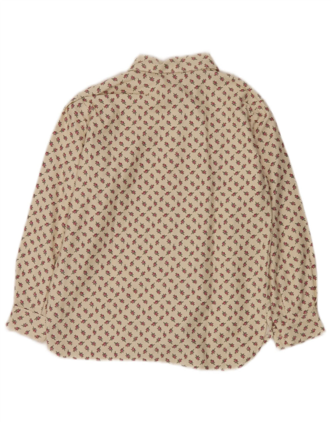 Bluzka damska VINTAGE UK 10 mała beżowa bawełniana w kwiaty