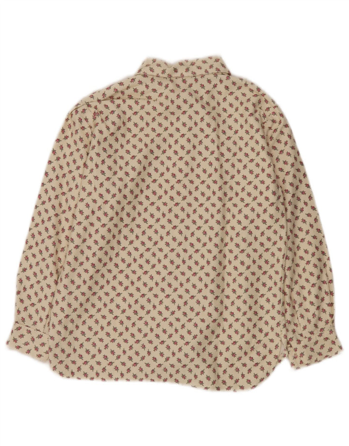 Bluzka damska VINTAGE UK 10 mała beżowa bawełniana w kwiaty