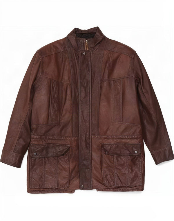 Vintage męska skórzana kurtka UK 42 XL brązowa