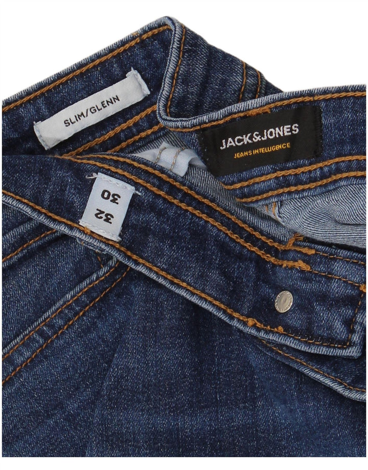 JACK & JONES Męskie jeansy GLENN Slim W32 L30 Niebieska bawełna