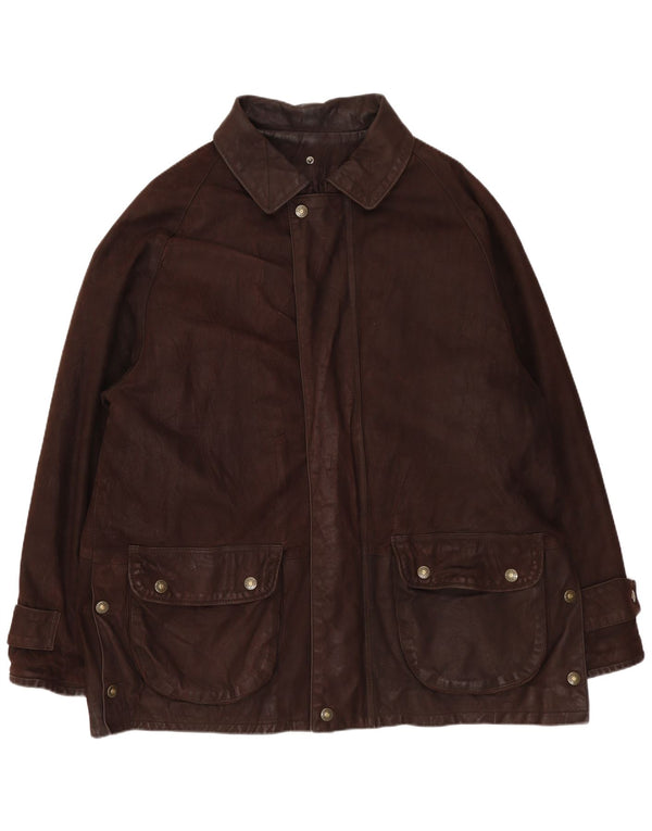 Męska kurtka skórzana VINTAGE UK 42 XL Brązowa skóra