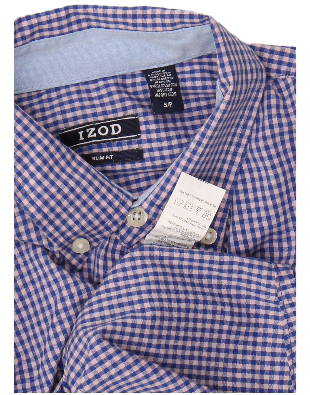 Koszula męska IZOD Slim Fit, mała, niebieska bawełniana kratka