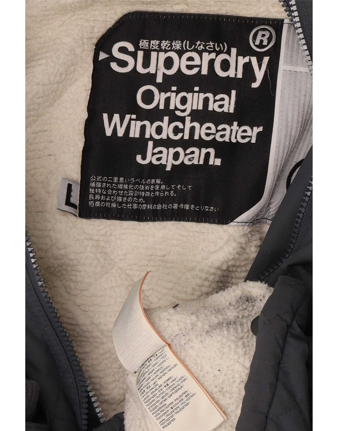Damska wiatrówka z kapturem Superdry UK 40, duża, szara
