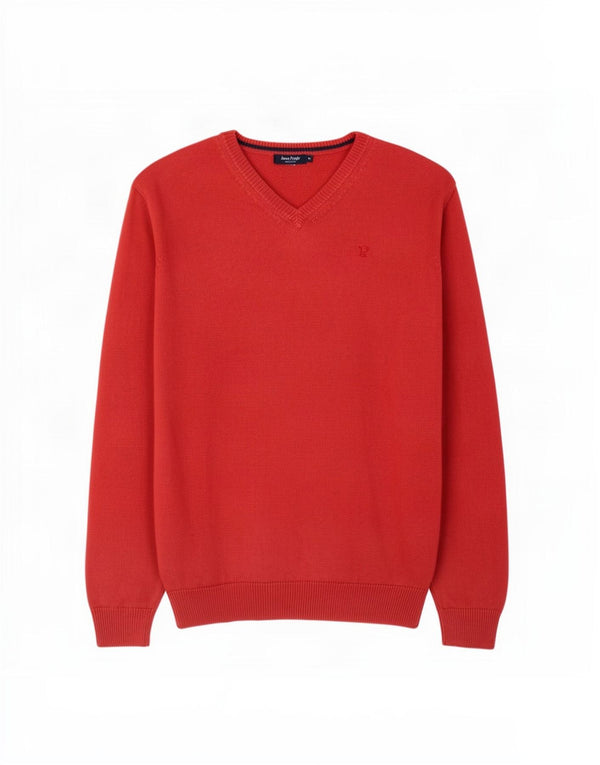 Sweter męski James Pringle z dekoltem w kształcie litery V, XL, czerwony, bawełniany
