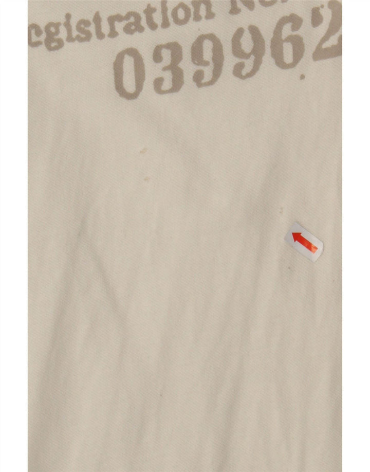GURU Mens Graphic Polo Shirt XL Off White Cotton