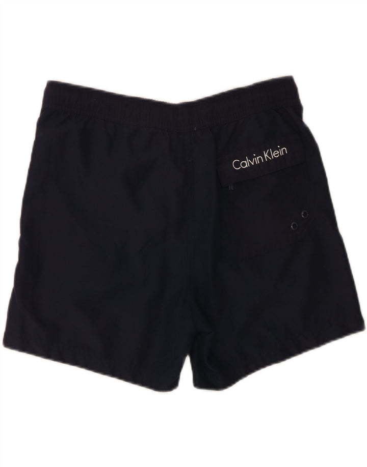 CALVIN KLEIN Mens Graphic Swimming Shorts Small  Navy Blue Polyester Vintage Calvin Klein and Second-Hand Calvin Klein from Messina Hembry 