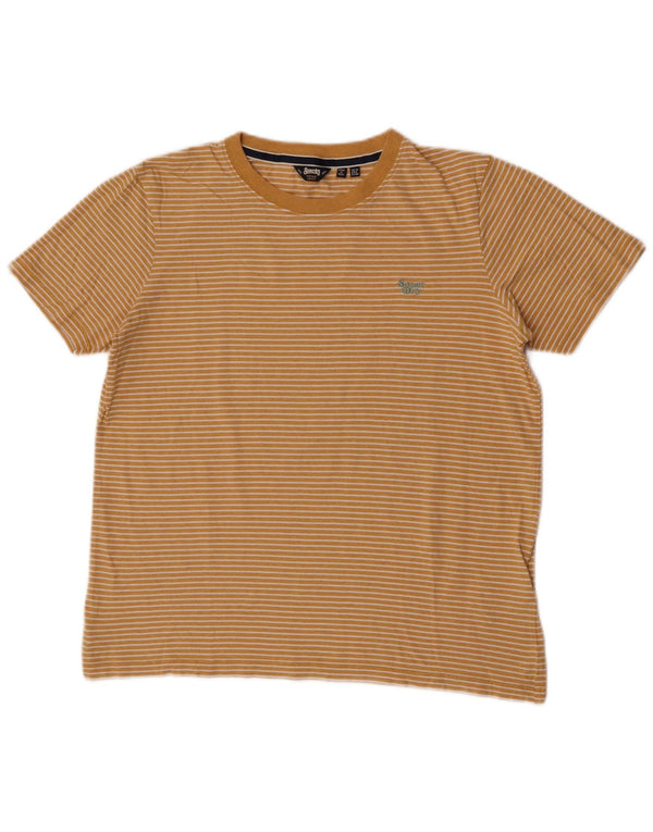 Damska koszulka oversize Superdry Top UK 10, mała, żółta, bawełniana w prążki